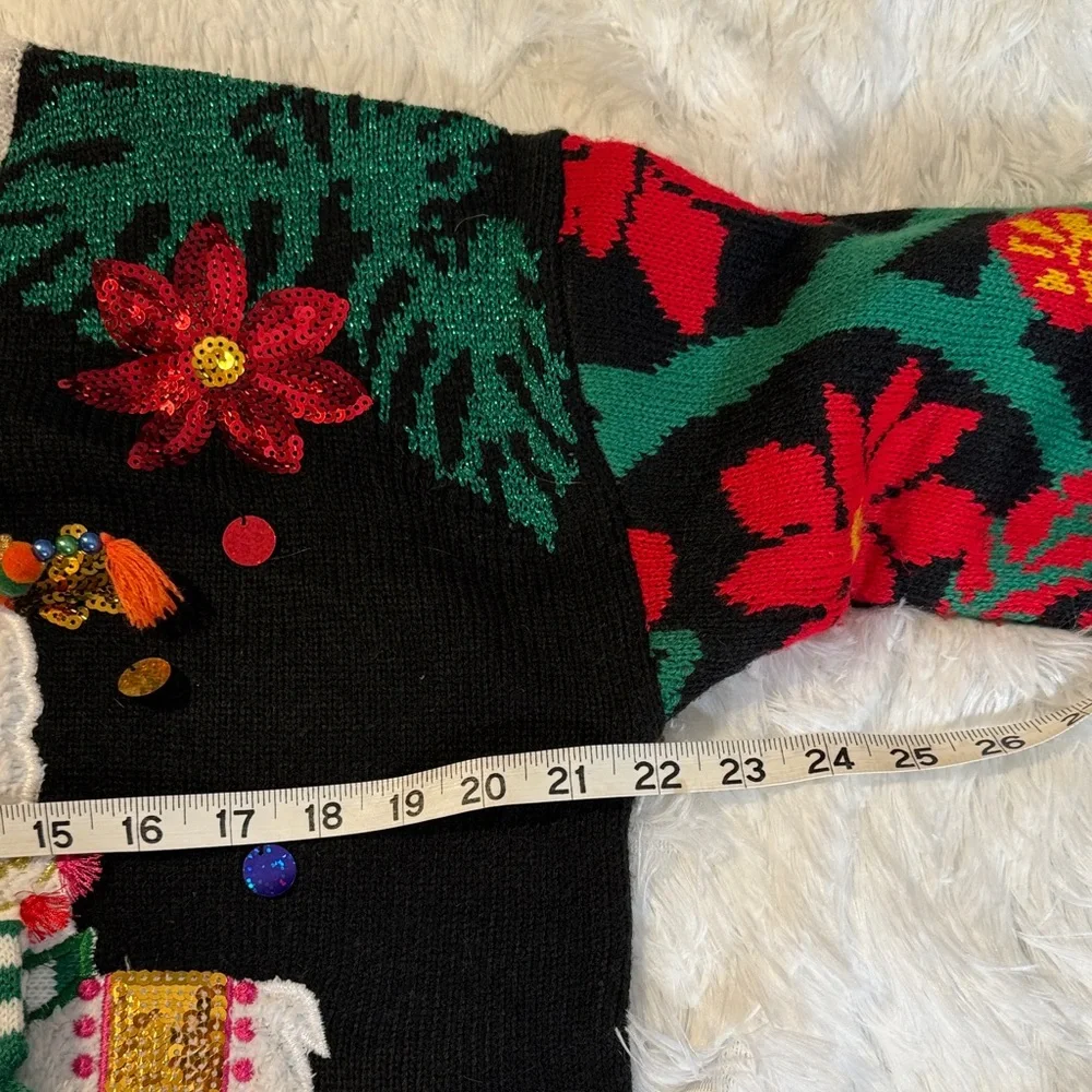Holiday Time Llama Sweater - Black, Green, Red, White - Picture 7 of 8